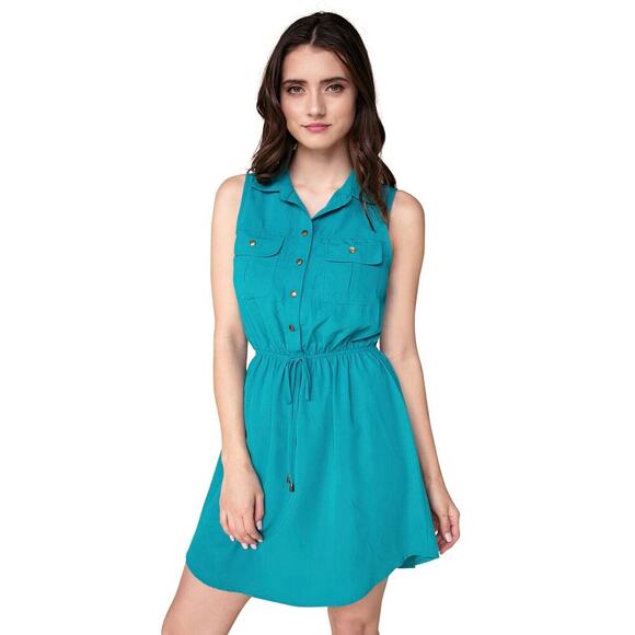 Be Bop Sleeveless Drawstring Shirtdress sz XS - Picture 1 of 5